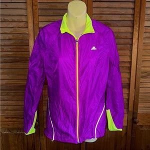 Womens Adidas ClimaSpeed Purple Yellow Lightweight Running Jacket